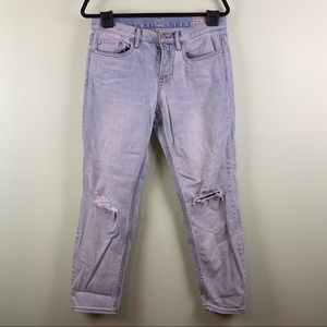 AllSaints Sz 28 Boys Fit Distressed Light Wash Straight Button Fly Denim Jeans